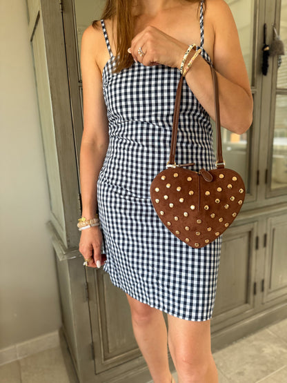 Robe vichy bleu marine