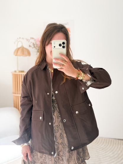 Veste marron col velours