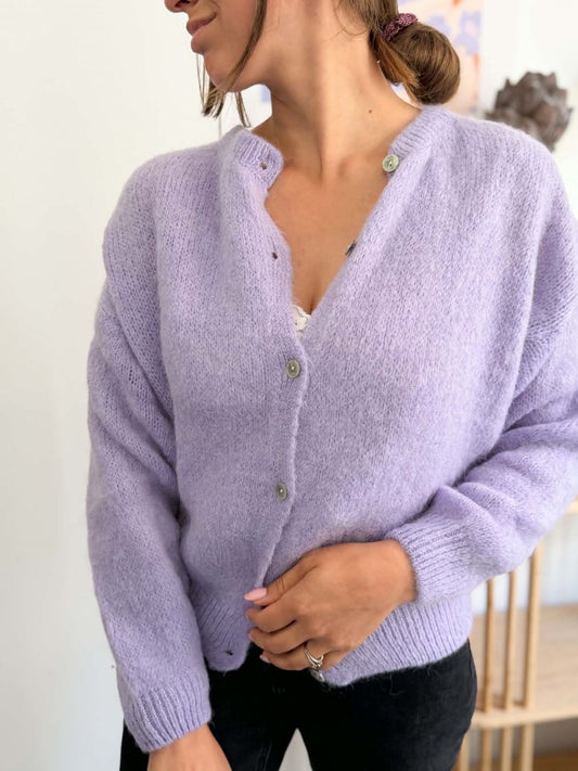 Gilet maille alpaga lilas