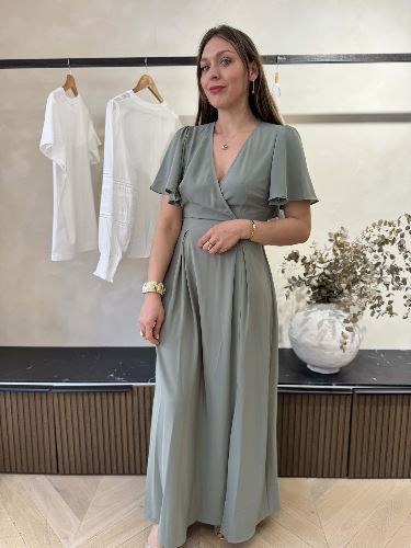 Robe longue vert eucalyptus