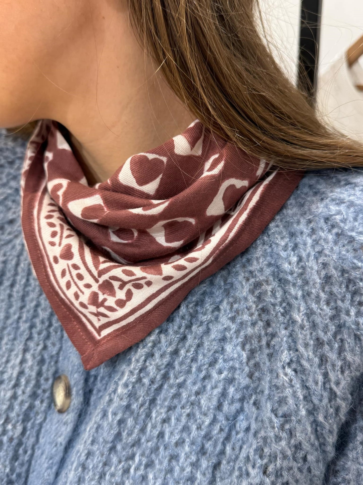 Foulard coeur prune petit