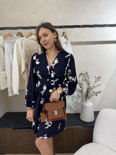 Robe bleu marine broderie