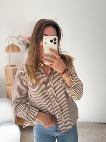Chemise rayures - Marron et beige