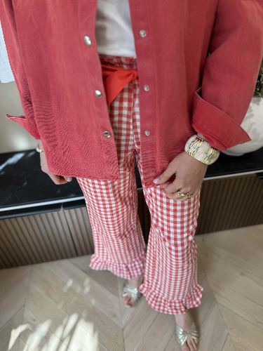 Pantalon à carreaux - Garance rouge