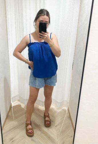 Débardeur froufrou bleu roi