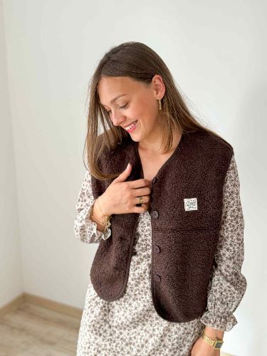 Robe taupe fleur marron