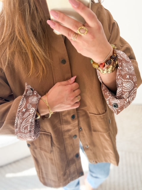 Veste camel col velours