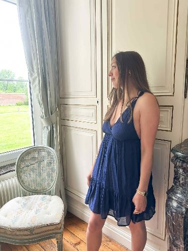 robe bleu marine fine bretelle