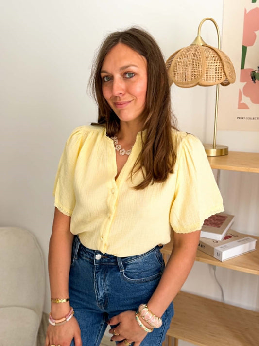 Blouse gaz de coton jaune