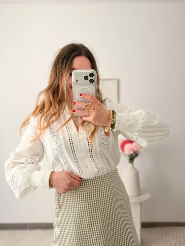 Jupe short - Vichy olive