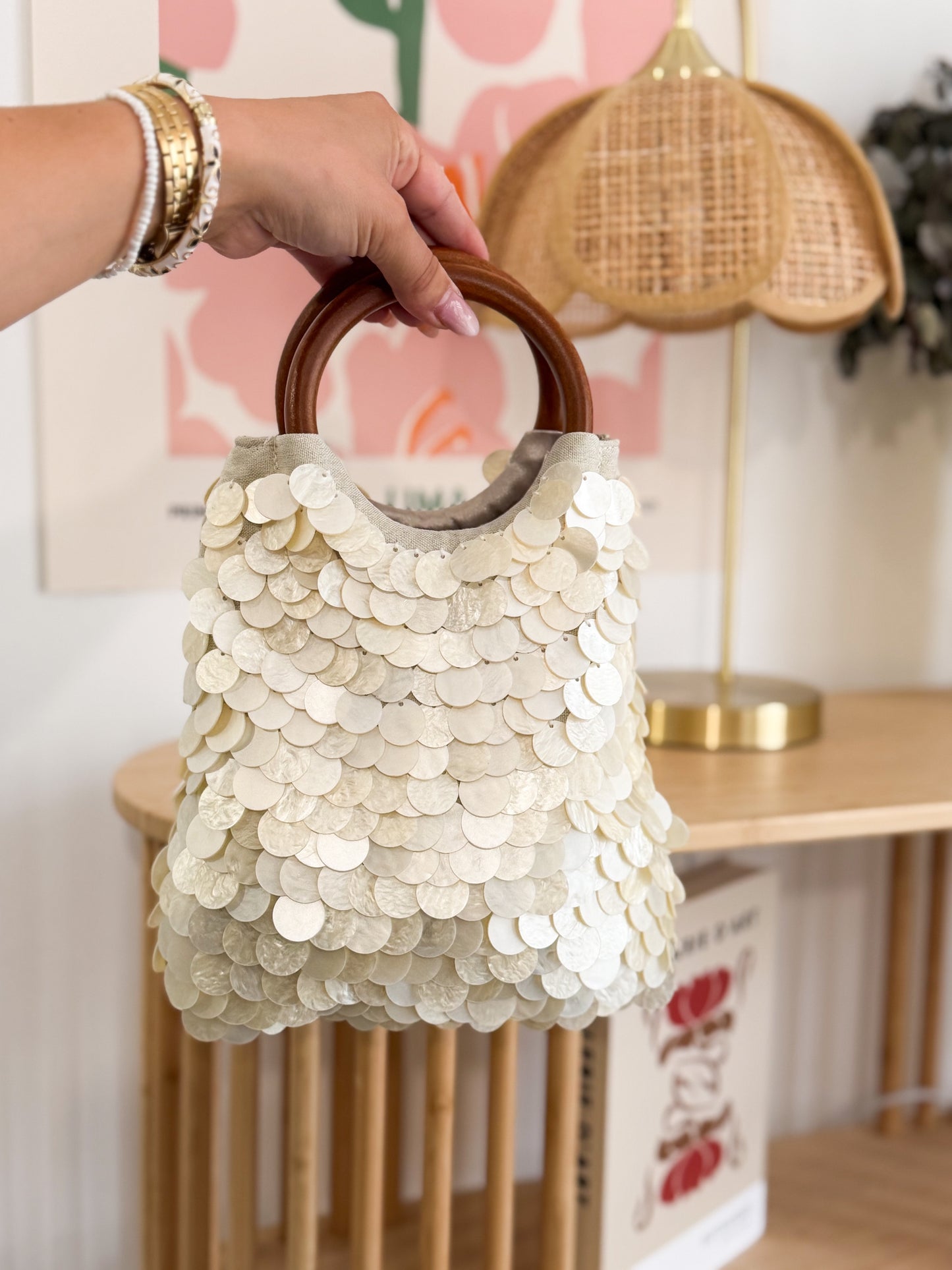 Sac carré sequin nacré