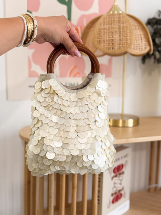 Sac carré sequin nacré