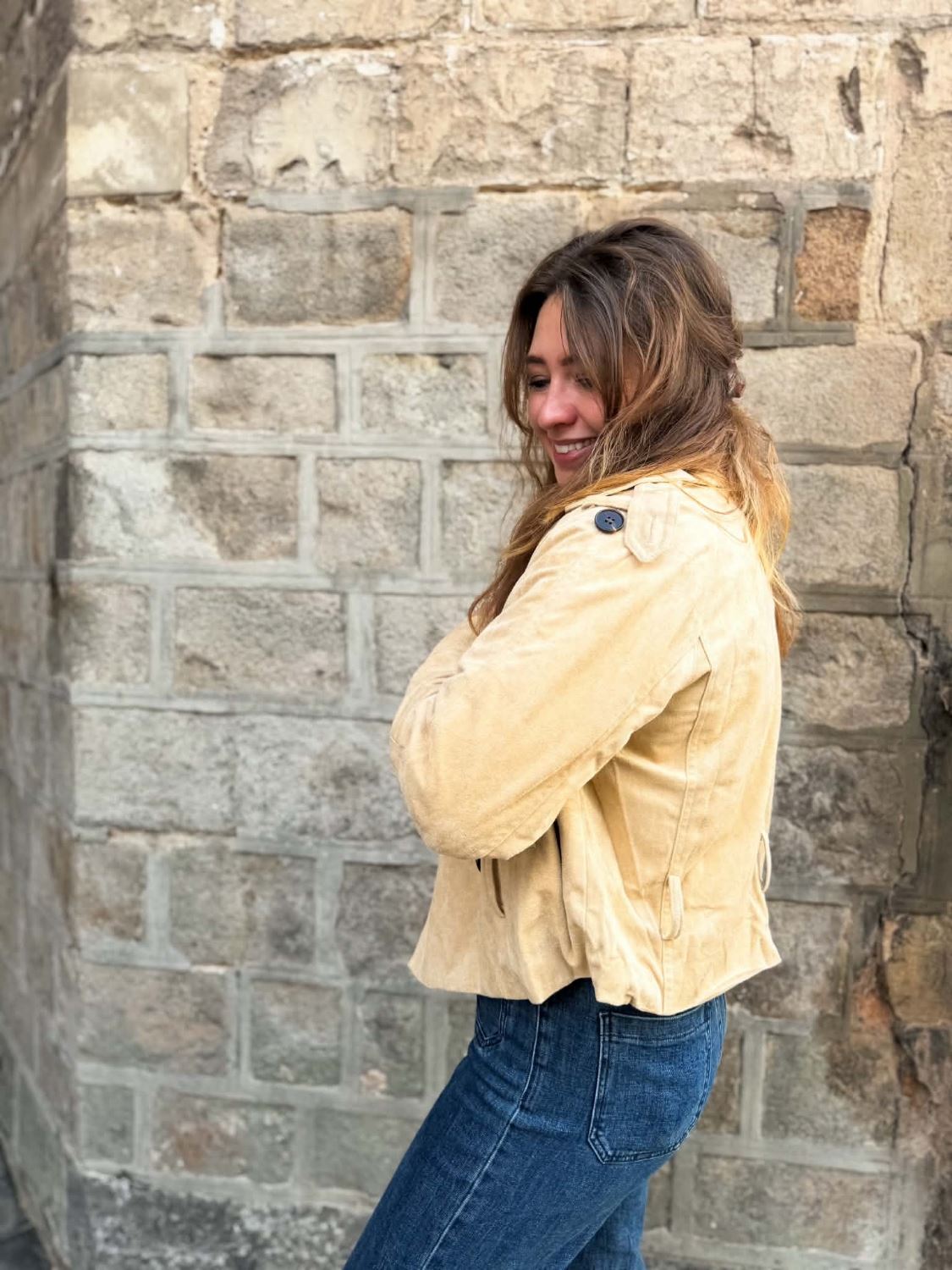 Trench court suedine beige
