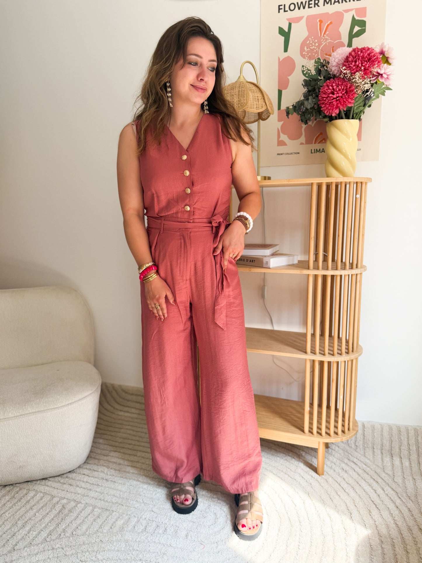 Combinaison fluide vieux rose