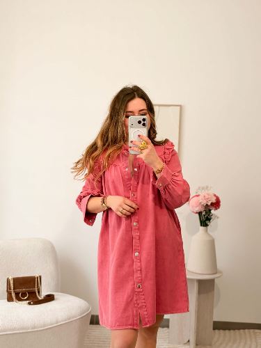 Robe en jean - Rose