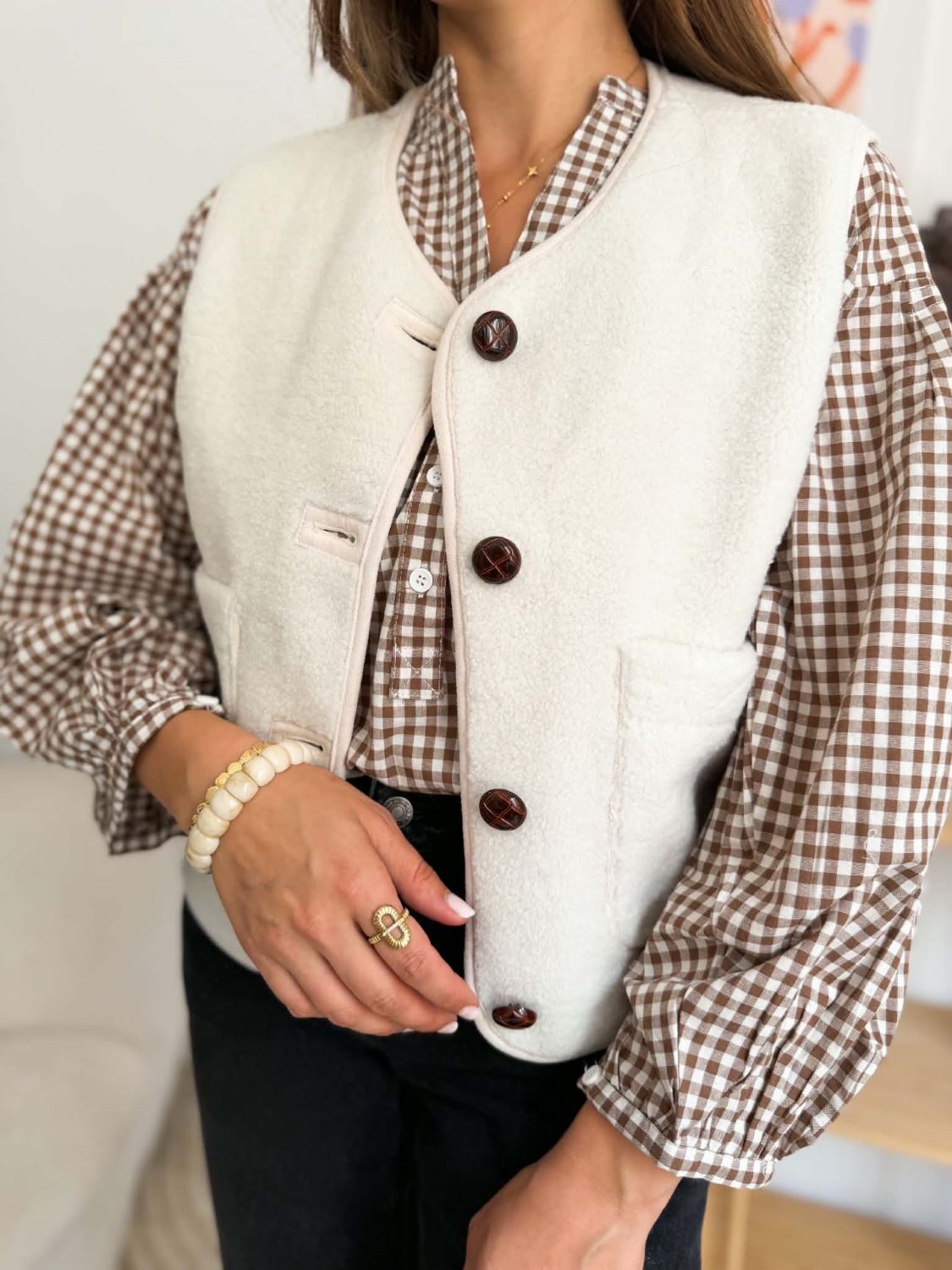 Gilet reversible - Ecru