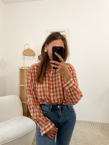 Blouse vichy orange rose