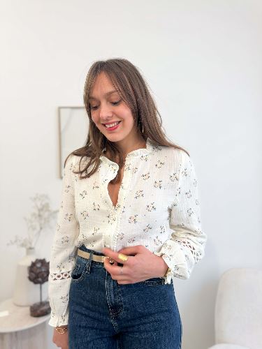 Chemisier gaz de coton fleurs