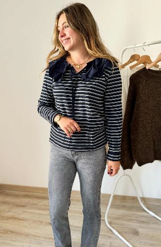 Marinière bleu marine col claudine