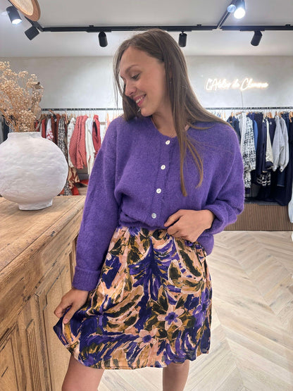 ROBE COURTE VIOLET/CAMEL