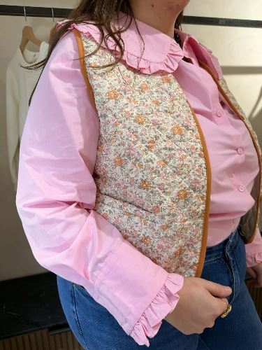 Chemise col claudine rose
