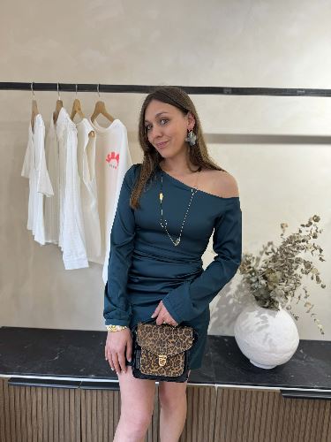 Robe en satin - Vert canard