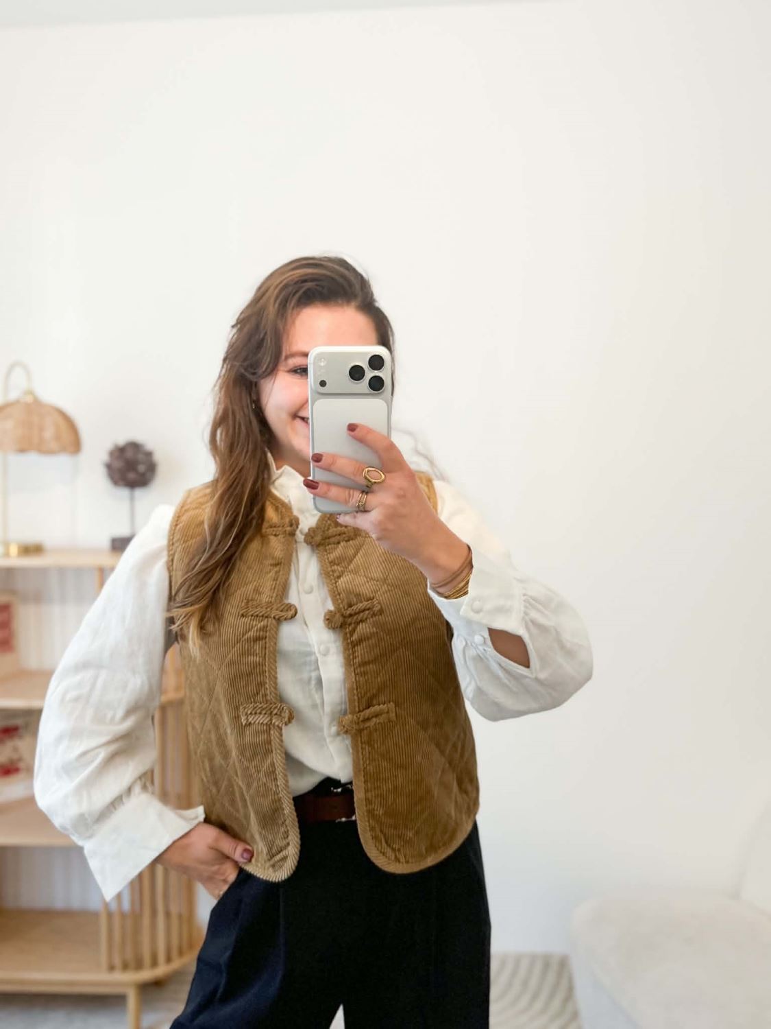 Veste matelassée velours - Camel