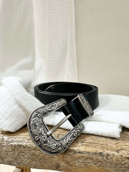 Ceinture noire boucle cow