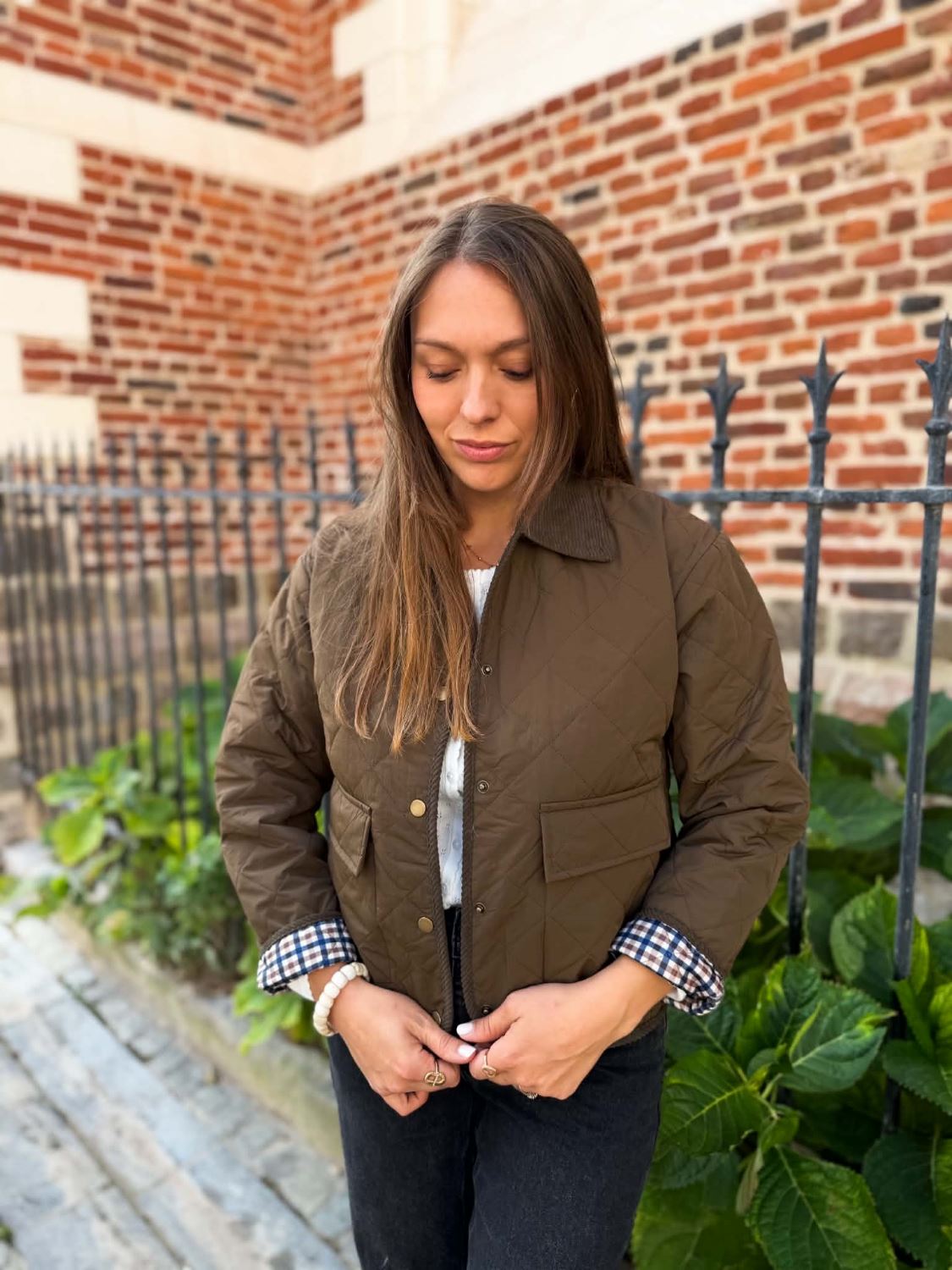 Veste matelassée marron carreaux