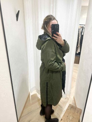 Imperméable long rembourre kaki
