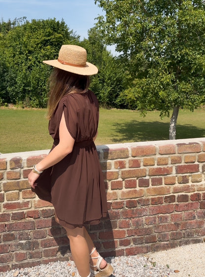 Robe courte drapée chocolat