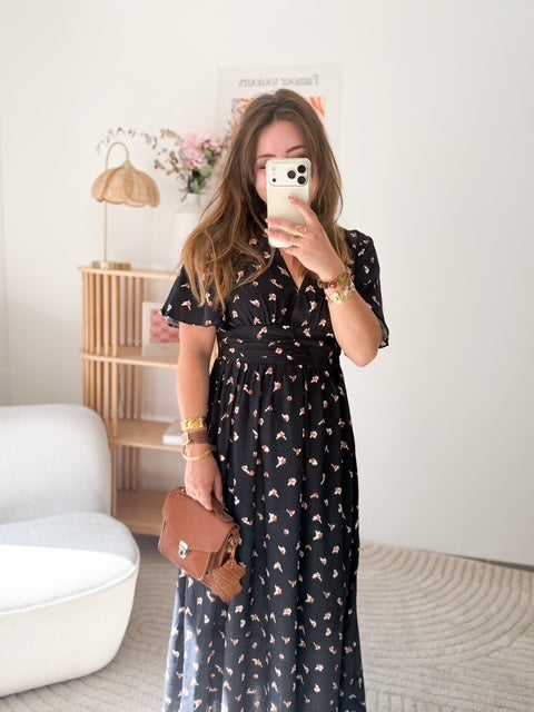 Robe longue imprimée noir