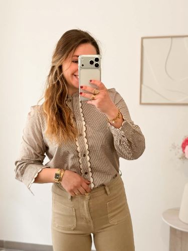 Pantalon flare crop - Beige