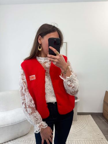 Veste bouclette rouge