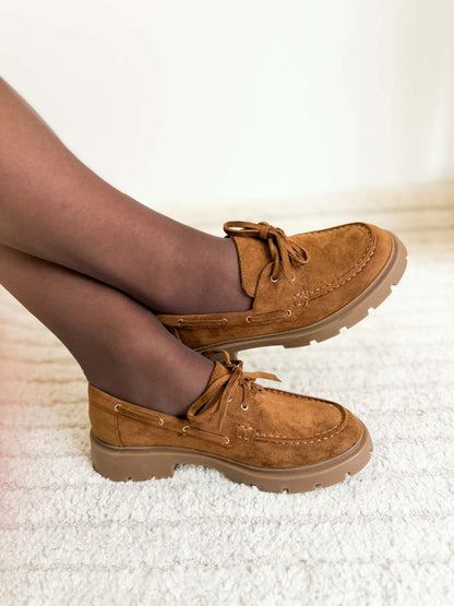 Mocassins camel à lacets
