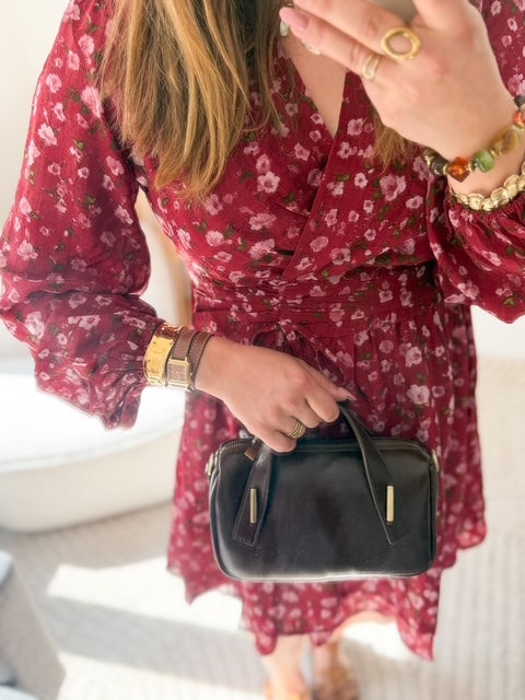 Robe bordeau fleurie