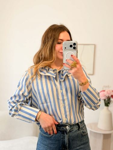 Chemise à rayures - Bleu et jaune