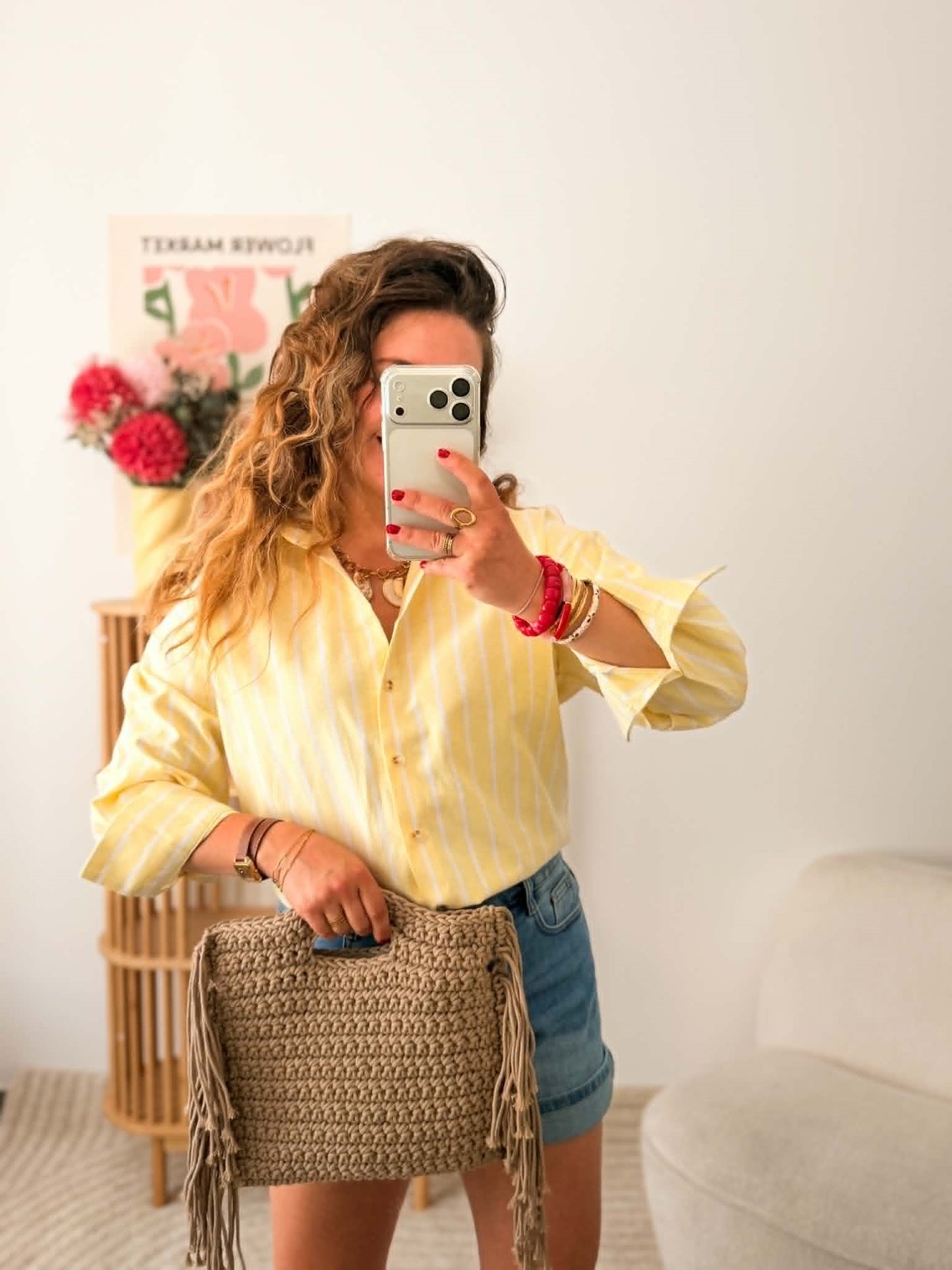 Chemise jaune rayures