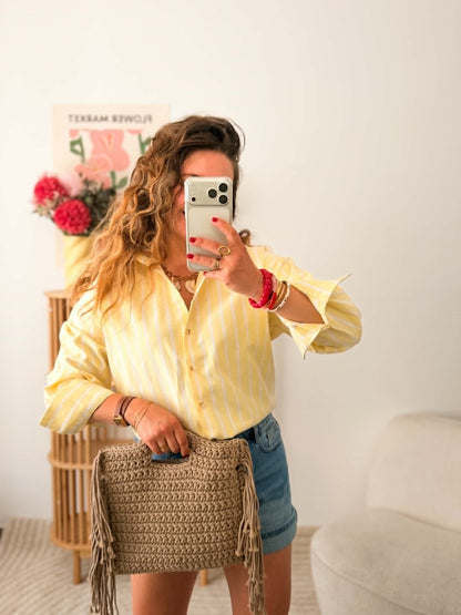 Chemise jaune rayures