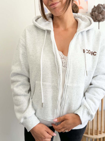 Sweat zipé ICONIC léopard