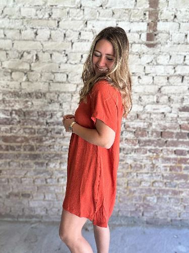 Robe fluide droite brique