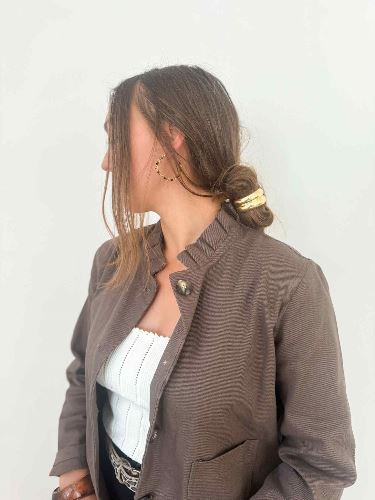 Veste marron col montant