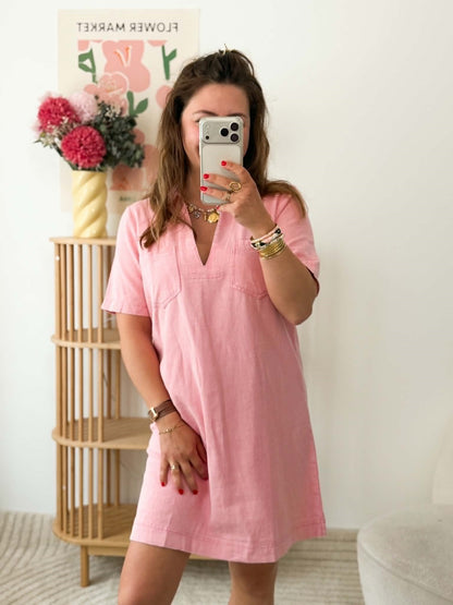 Robe en jean droite - Rose clair