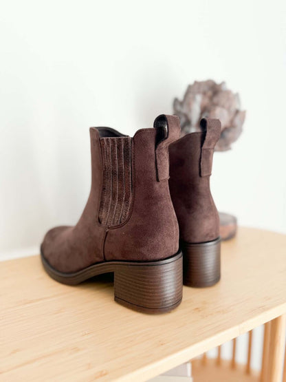 Bottines marron suedine marron