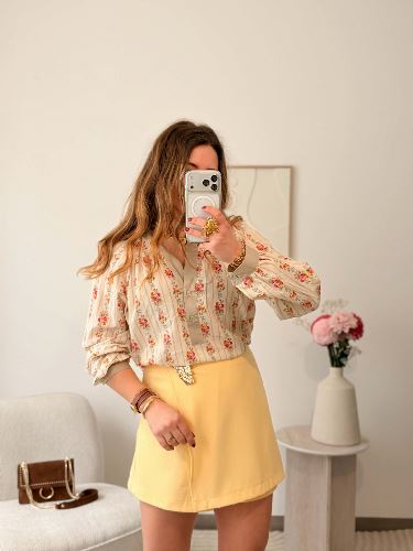 Jupe-short asymétrique - Jaune