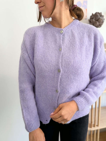 Gilet maille alpaga lilas