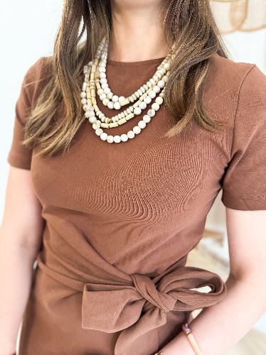 Robe T-shirt noeud marron