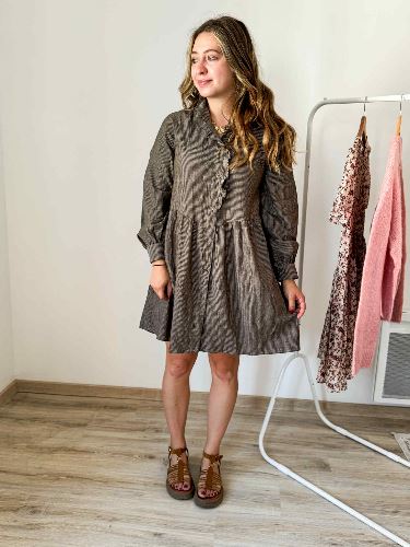 Robe fluide rayures marron