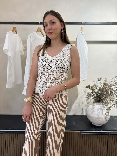 Top crochet écru - Débardeur