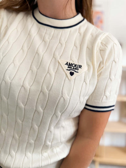 Polo maille amour - Ecru